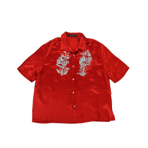 Louis Vuitton SS2016 Red Monkey Embroidered Silk Shirt