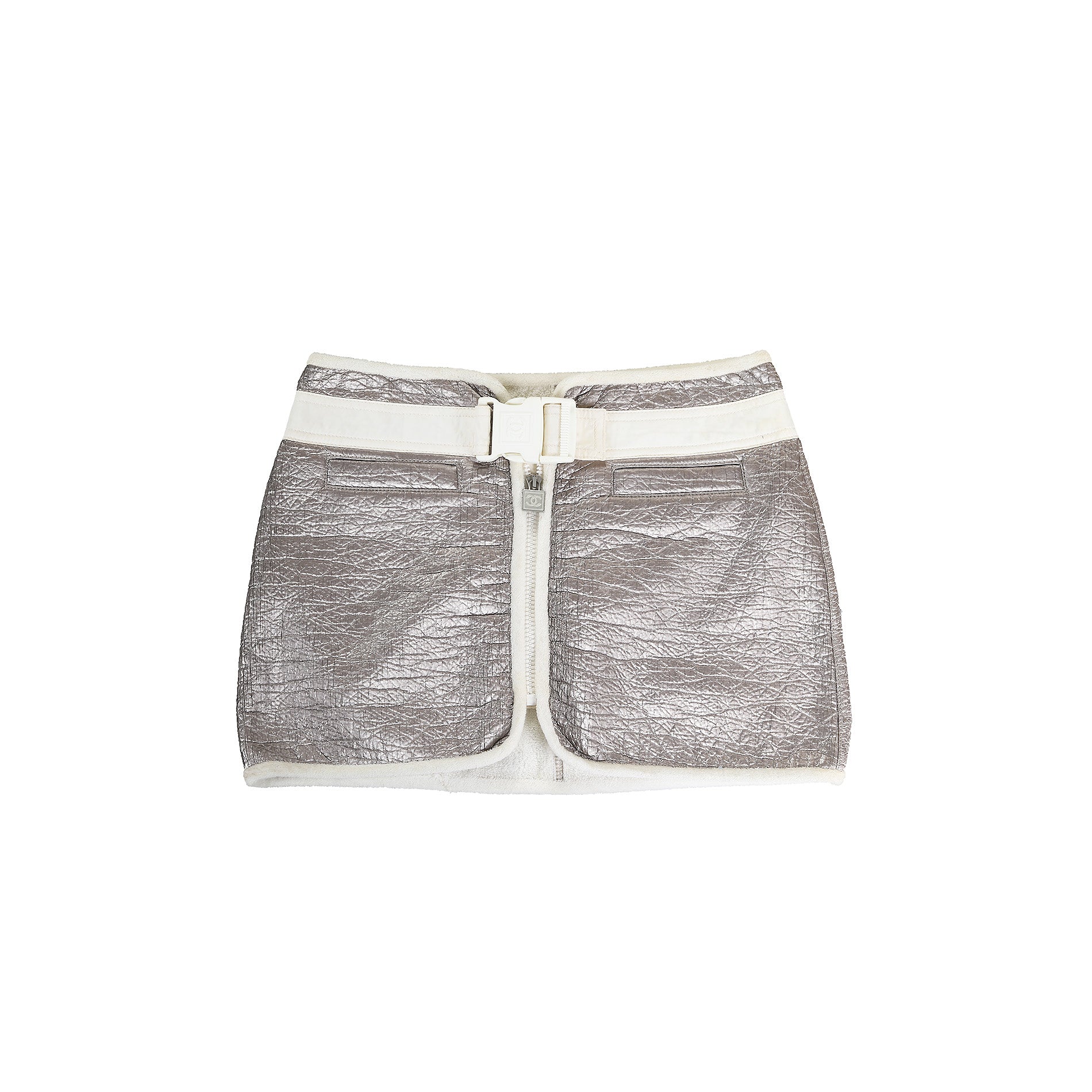 Chanel Sport 2000s Silver Buckled Skirt