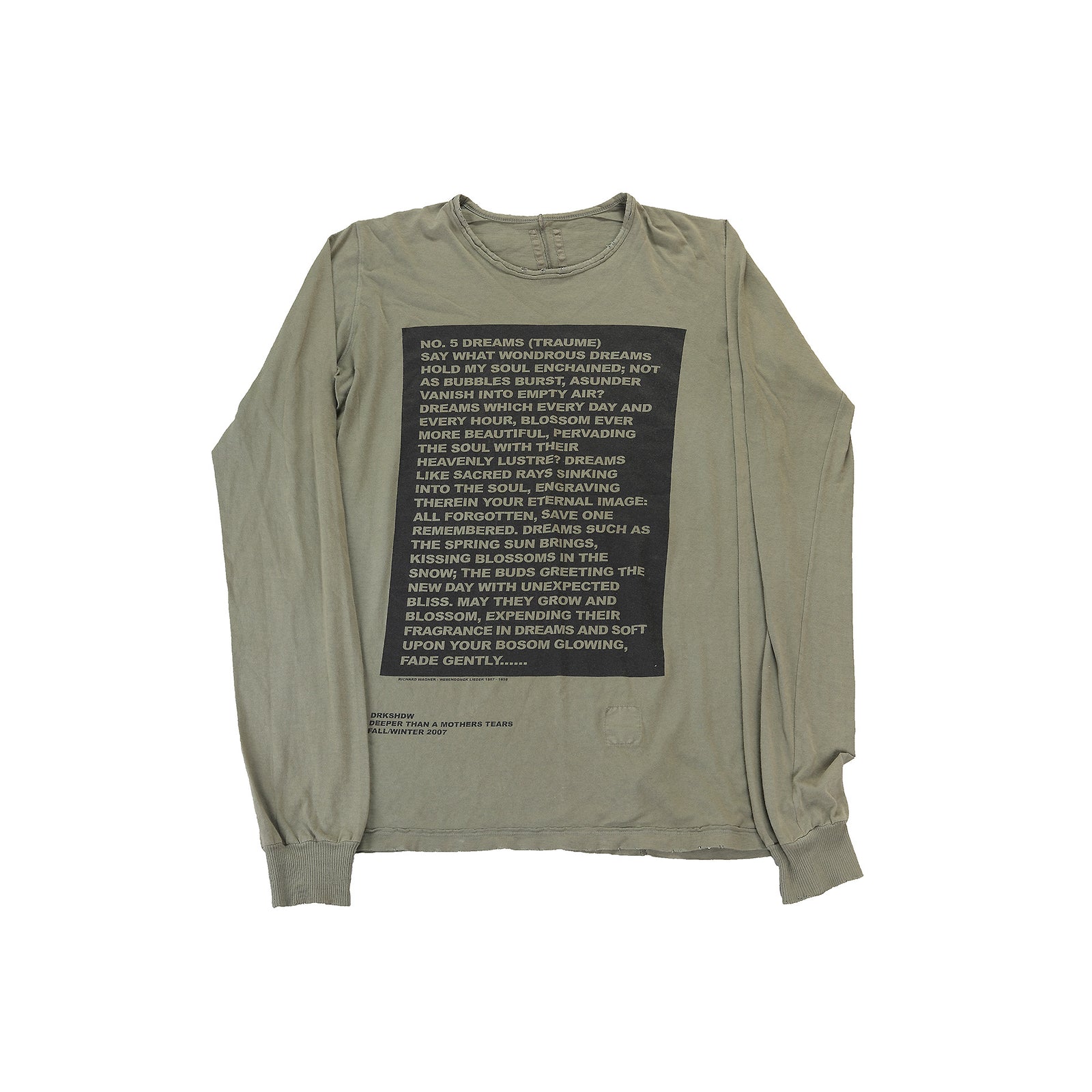 Rick Owens DRKSHDW FW2007 Wagner Poem Longsleeve