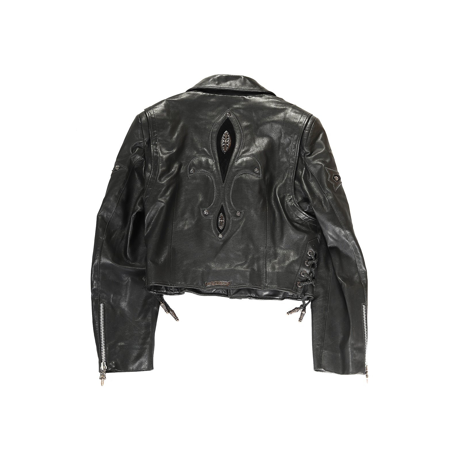 Chrome Hearts JJ DEAN Black Leather Embellised Motorcycle Jacket