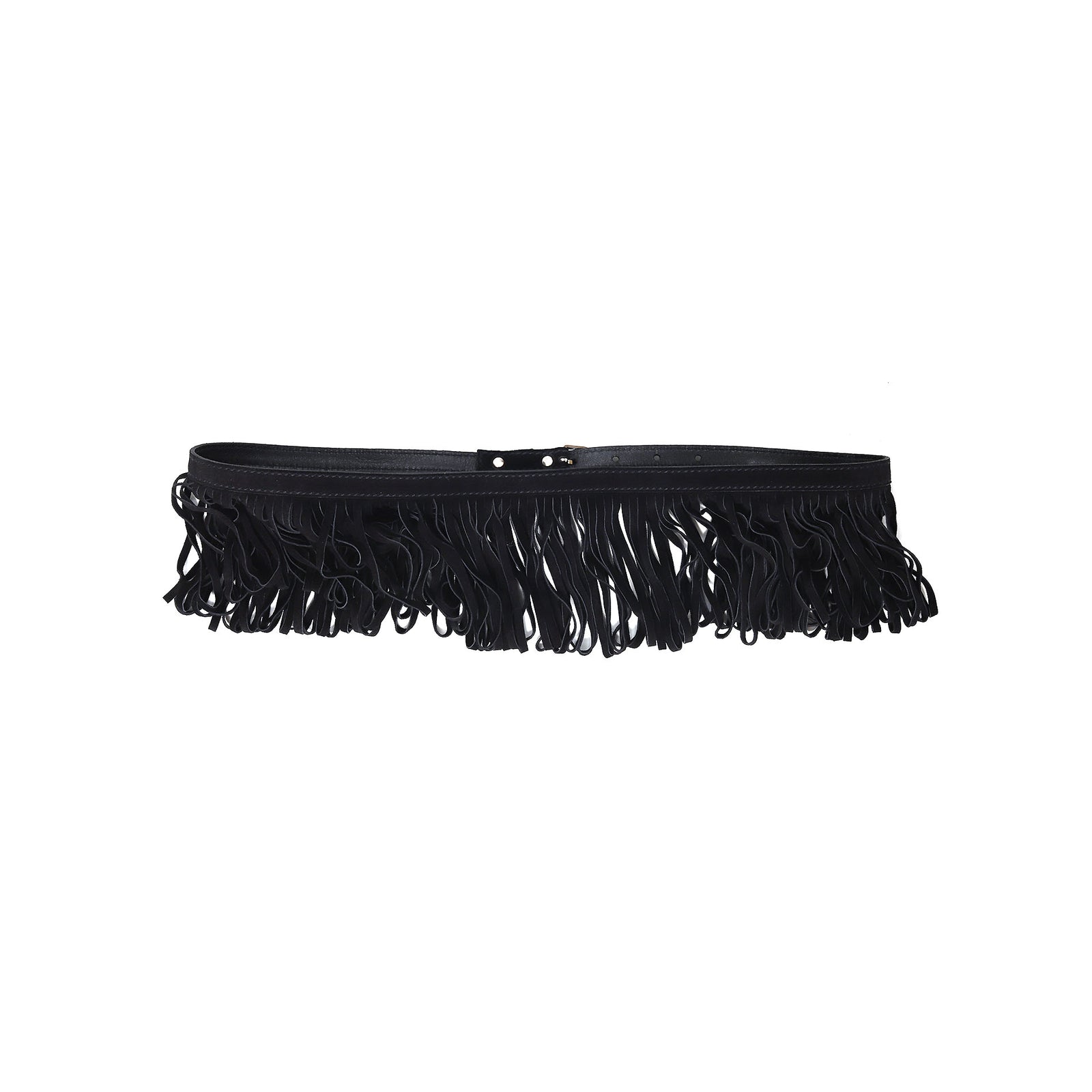 Helmut Lang Archival Black Fringed Leather Belt
