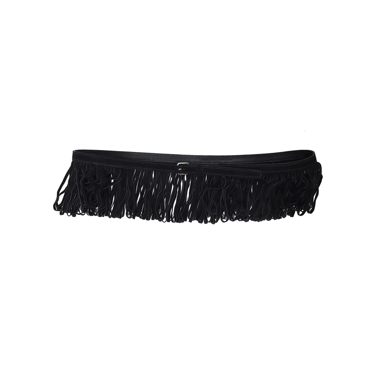 Helmut Lang Archival Black Fringed Leather Belt