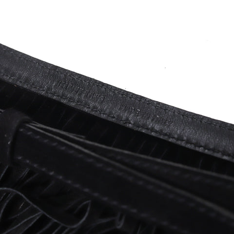 Helmut Lang Archival Black Fringed Leather Belt