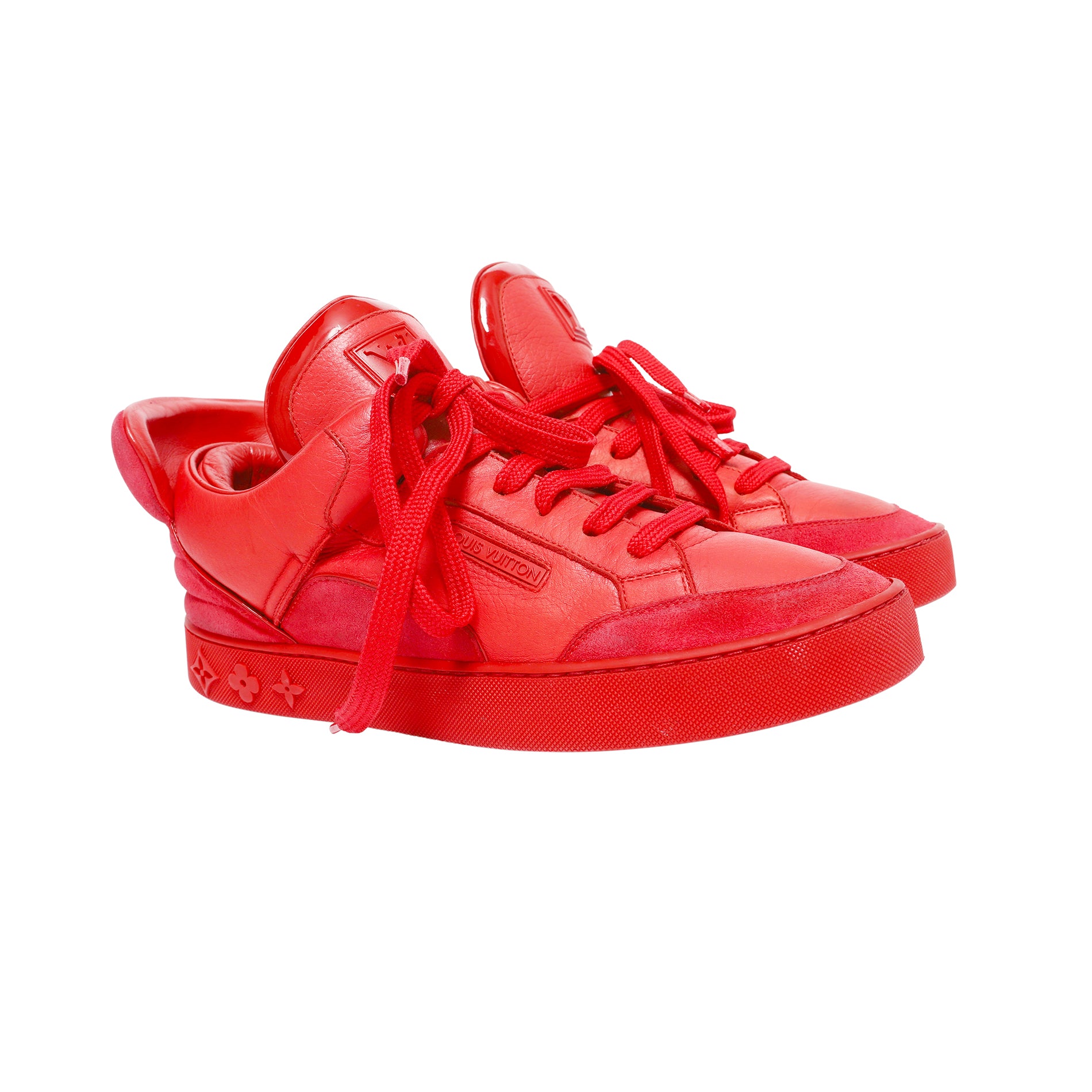 Louis Vuitton x Kanye West Red Leather and Suede Don High Top