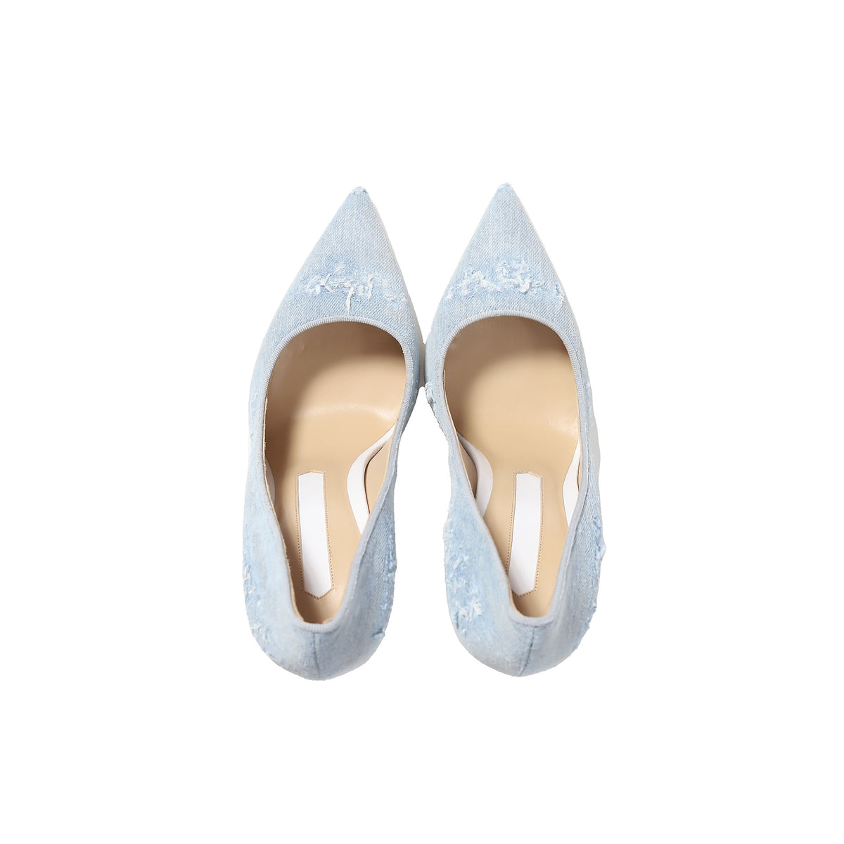 Off White Destressed Denim Heels