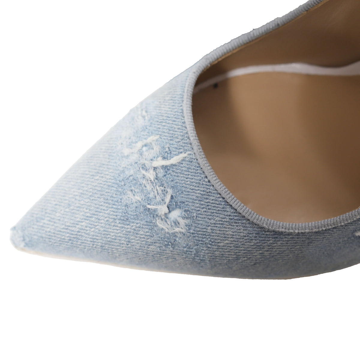 Off White Destressed Denim Heels
