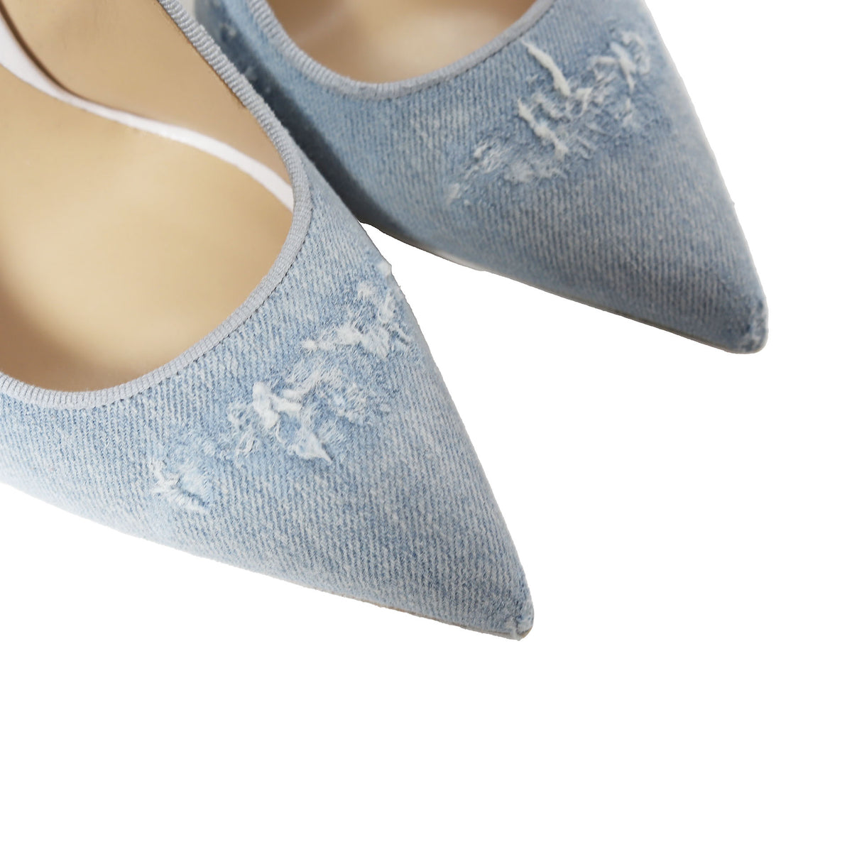 Off White Destressed Denim Heels
