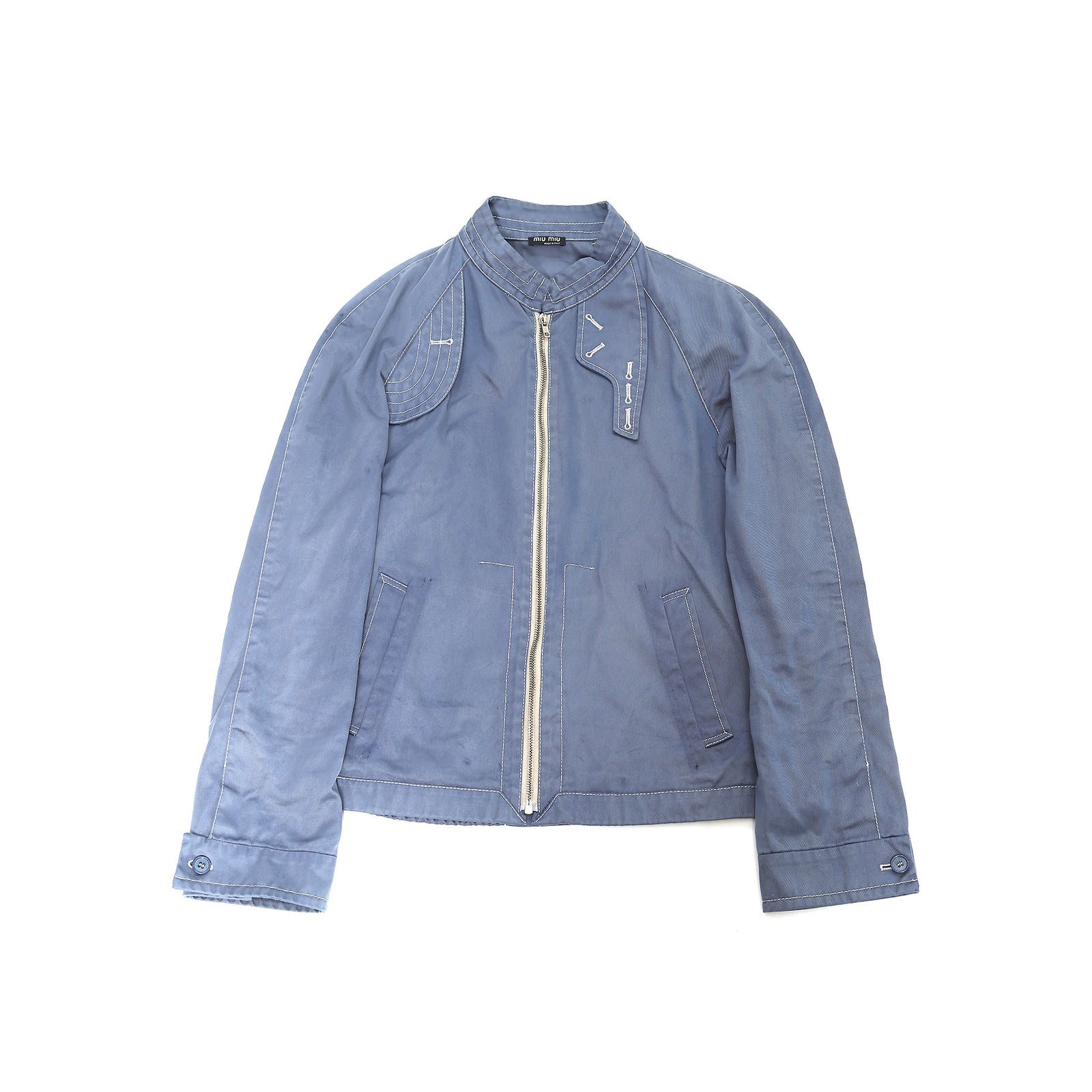 Miu Miu Vintage Blue Reworked Biker Jacket