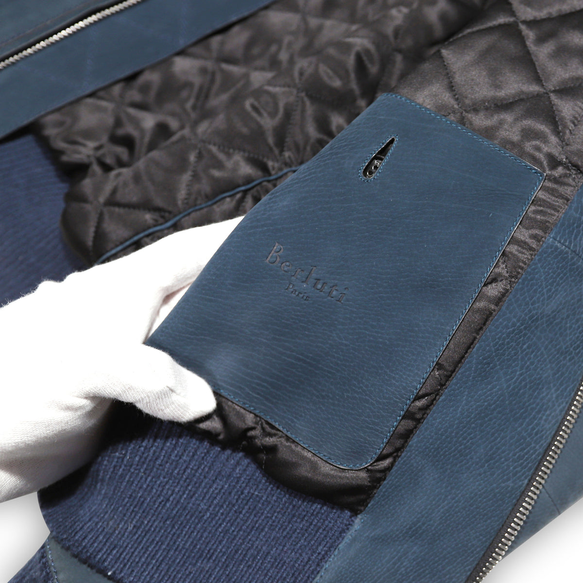 Berluti by Haider Ackermann SS19 Blue Sample Nubuk Bomber