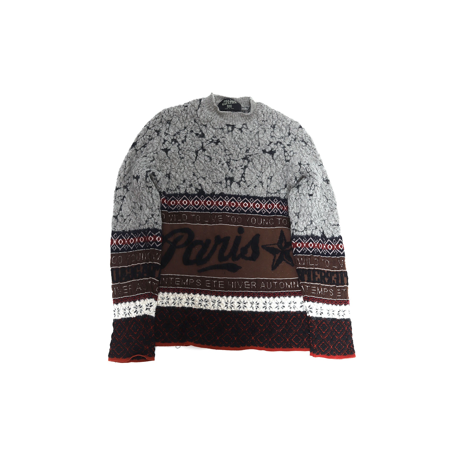 Jean Paul Gaultier 90s Too Wild to Live to Young to Die Knit