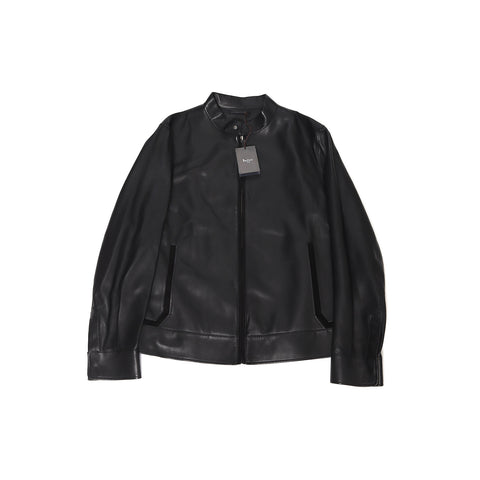 Berluti SS18 by Haider Ackermann Black Minimalist Leather Jacket