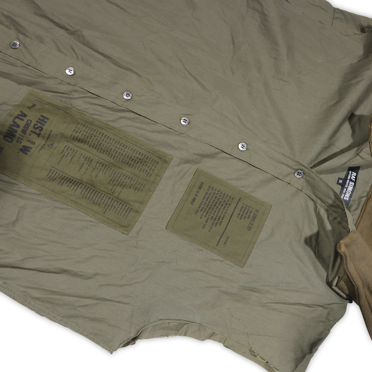 Raf Simons AW05 History Of My World Patched Alamo Sleeveless Hooded Shirt