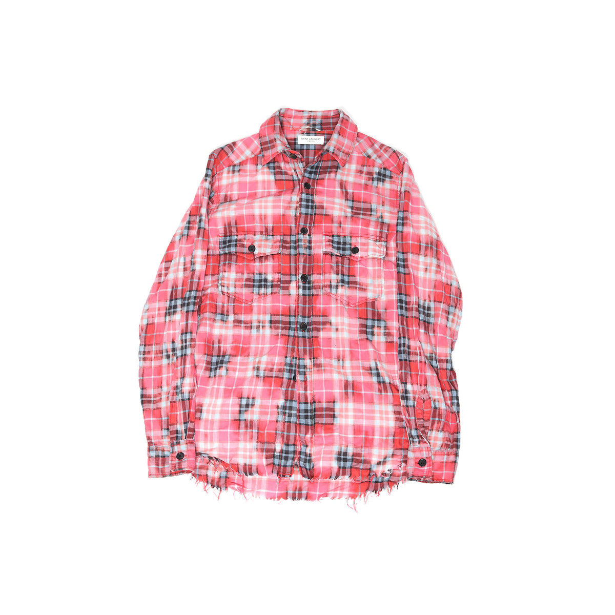 Saint Laurent SS16 Surf Sound Pink Bleached Raw Hem Flannel