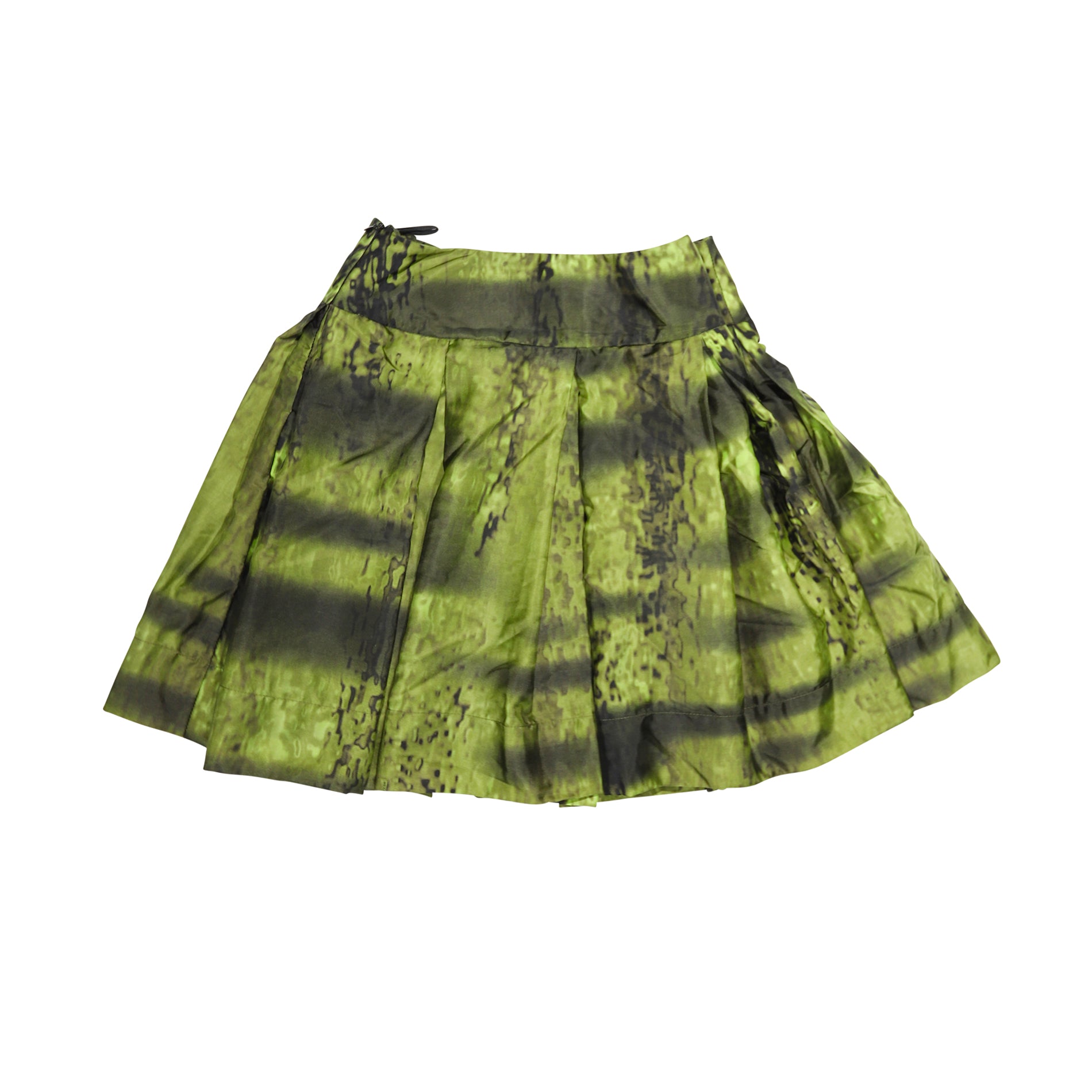 Prada Nylon Pleated Tech Camouflage Print Skirt