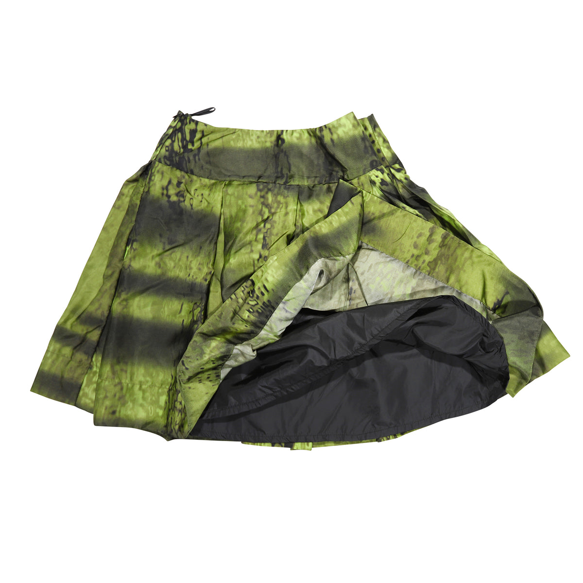 Prada Nylon Pleated Tech Camouflage Print Skirt