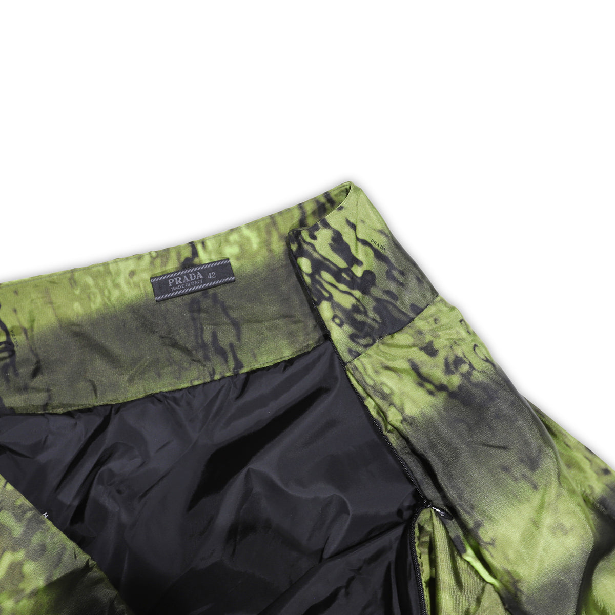 Prada Nylon Pleated Tech Camouflage Print Skirt