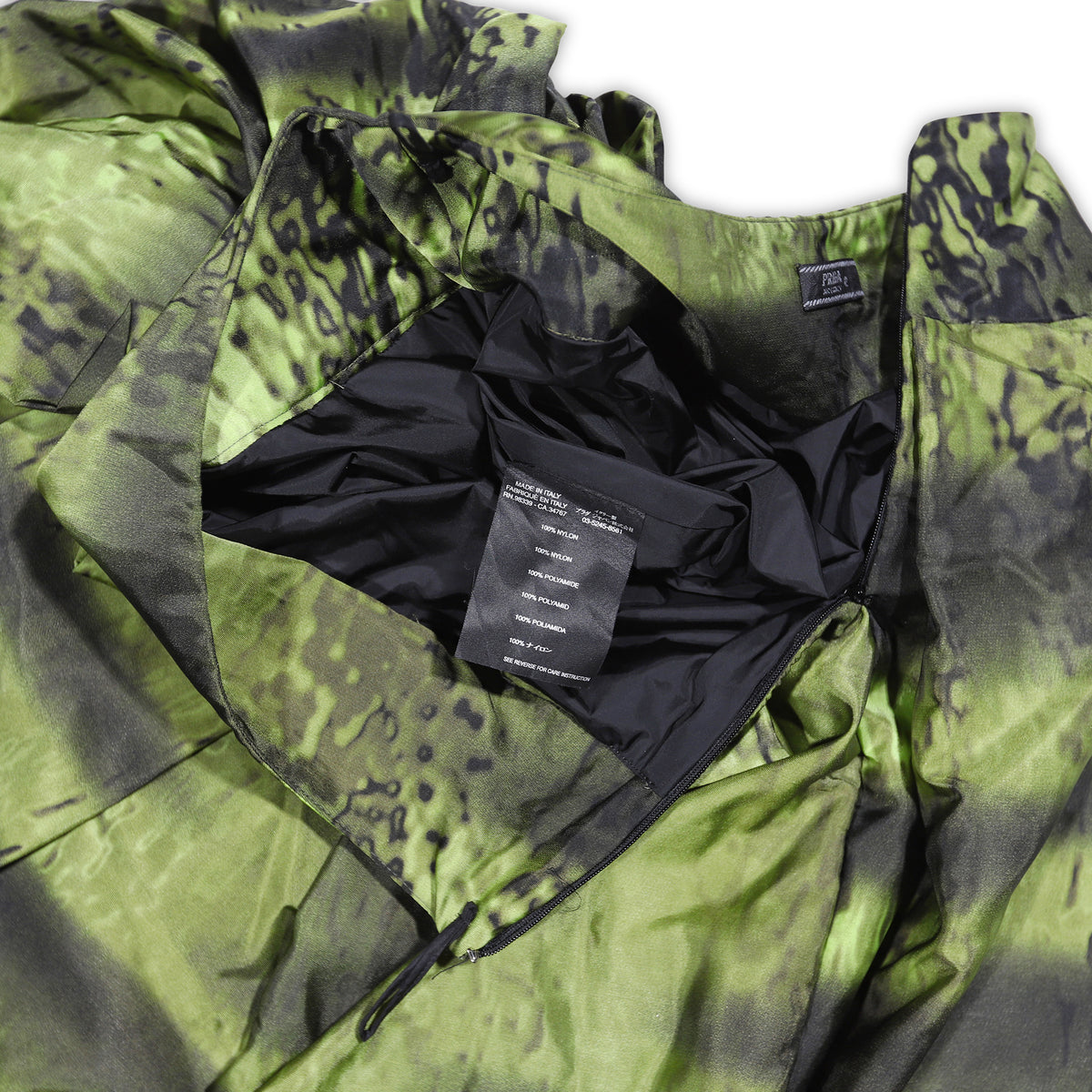 Prada Nylon Pleated Tech Camouflage Print Skirt