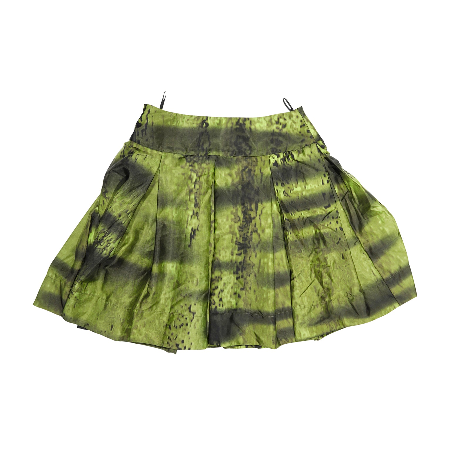 Prada Nylon Pleated Tech Camouflage Print Skirt