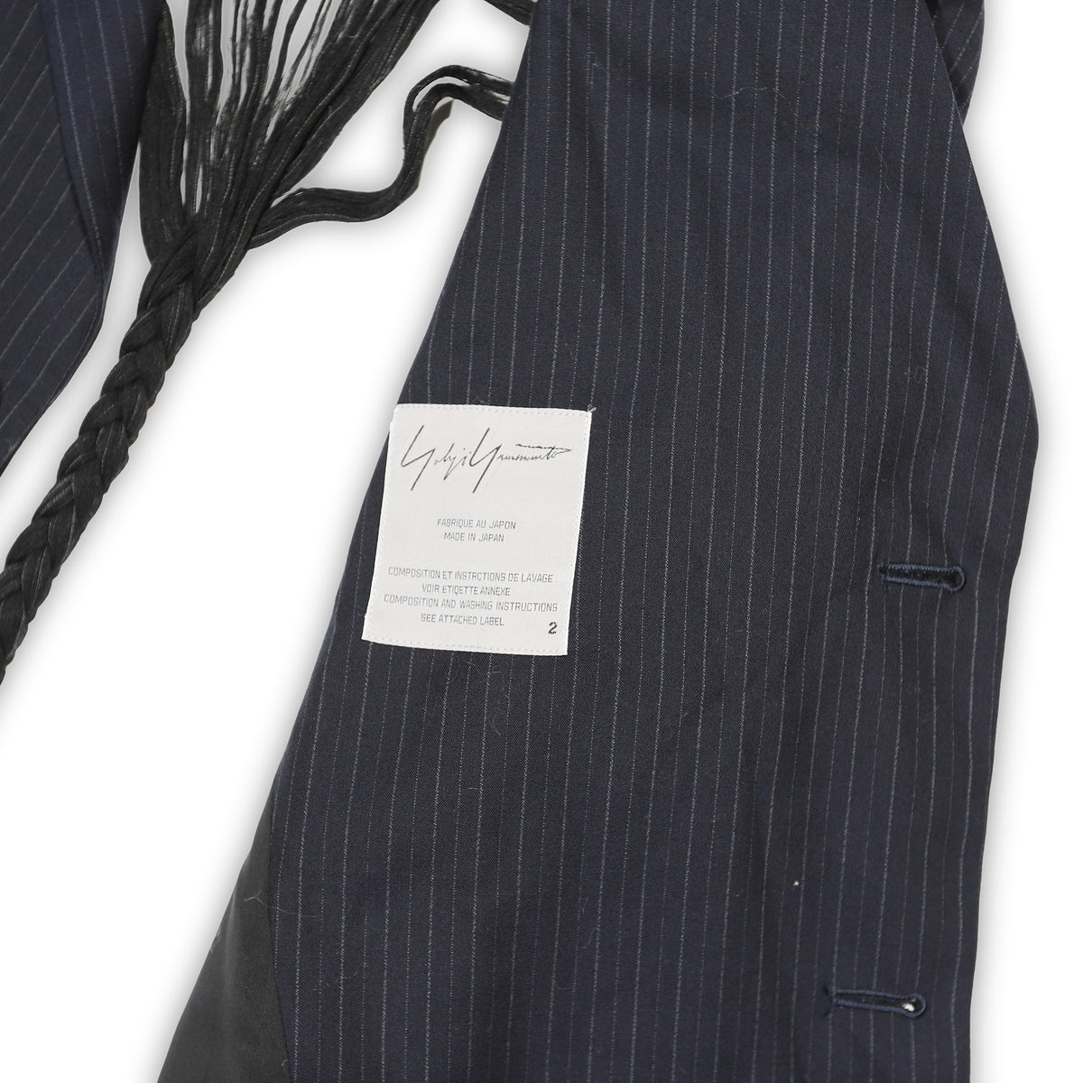 Yohji Yamamoto Open Back Braided Pinstripe Blazer