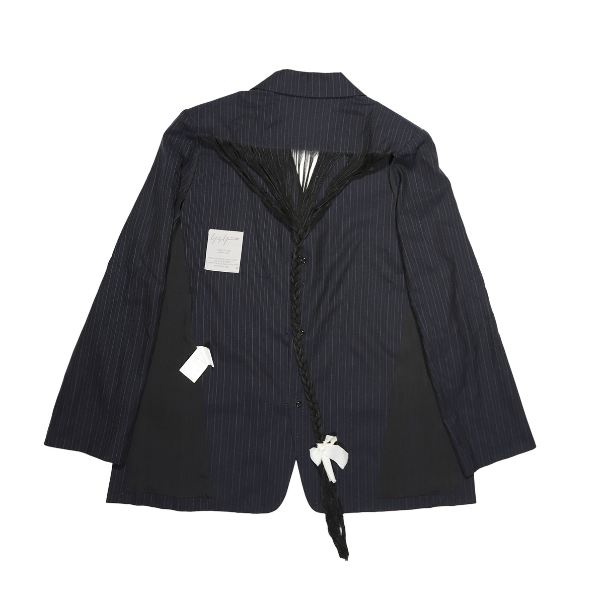 Yohji Yamamoto Open Back Braided Pinstripe Blazer