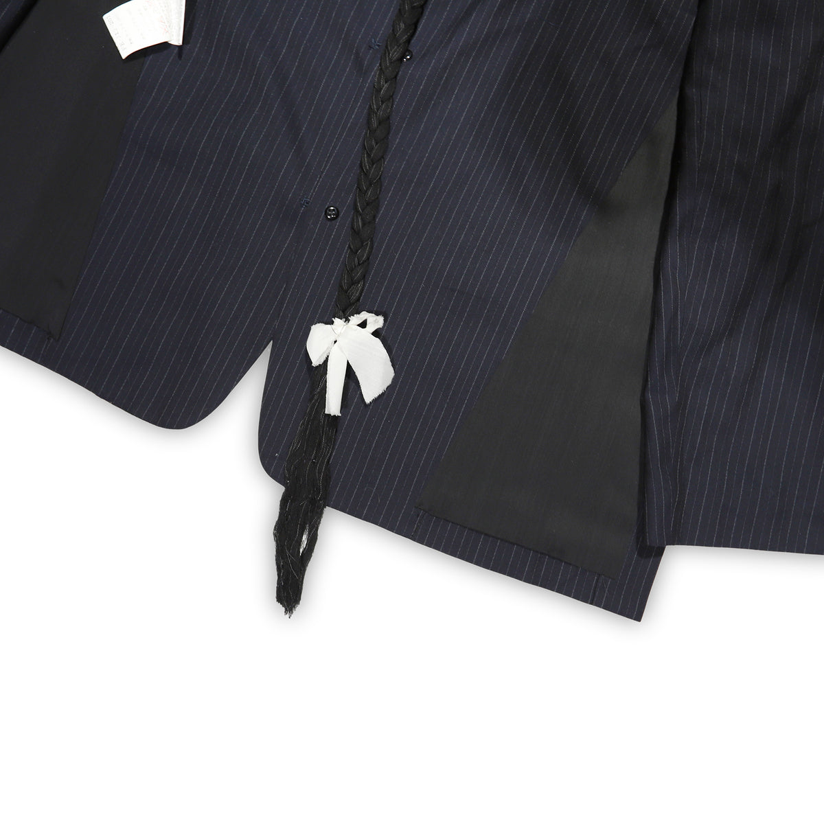 Yohji Yamamoto Open Back Braided Pinstripe Blazer