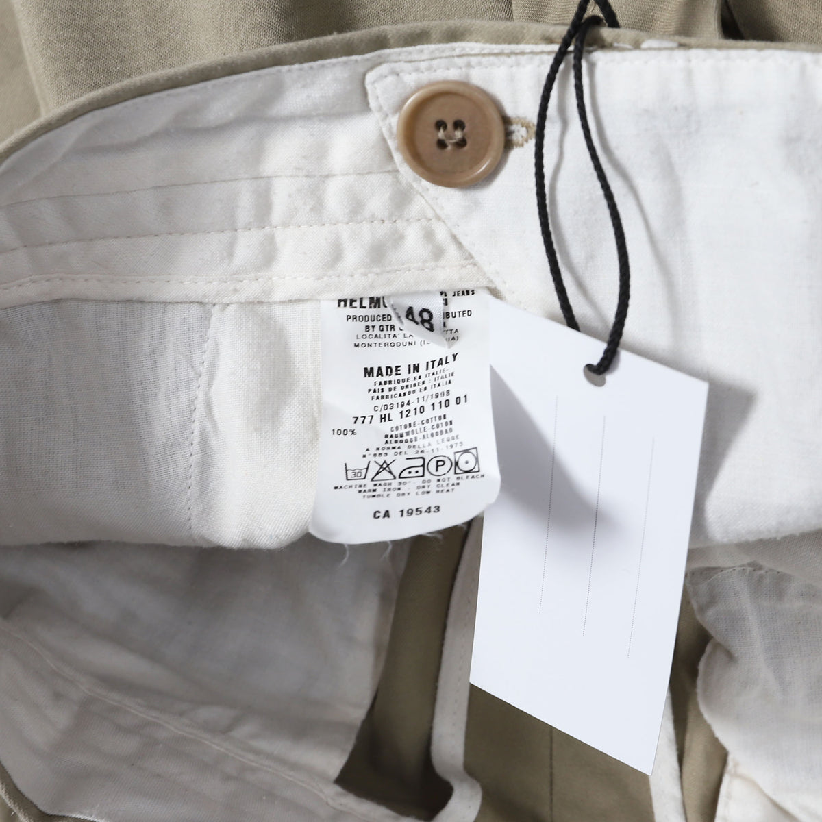 Helmut Lang Archival Beige Cotton Pants