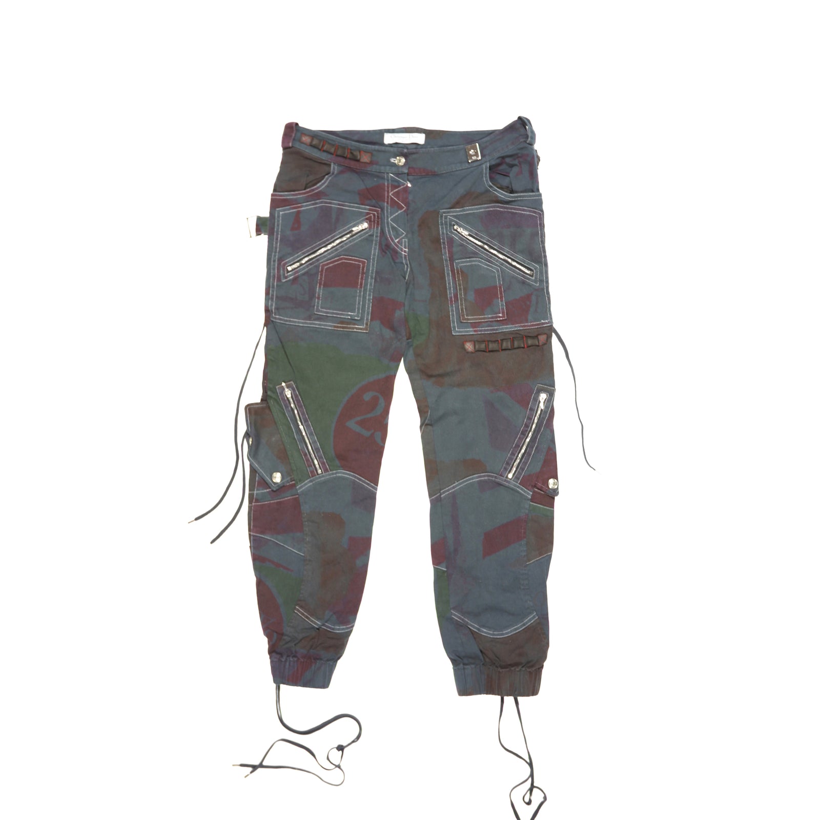 Christian Dior SS03 by John Galliano Fashion Victim Black Laced Cargo Pants