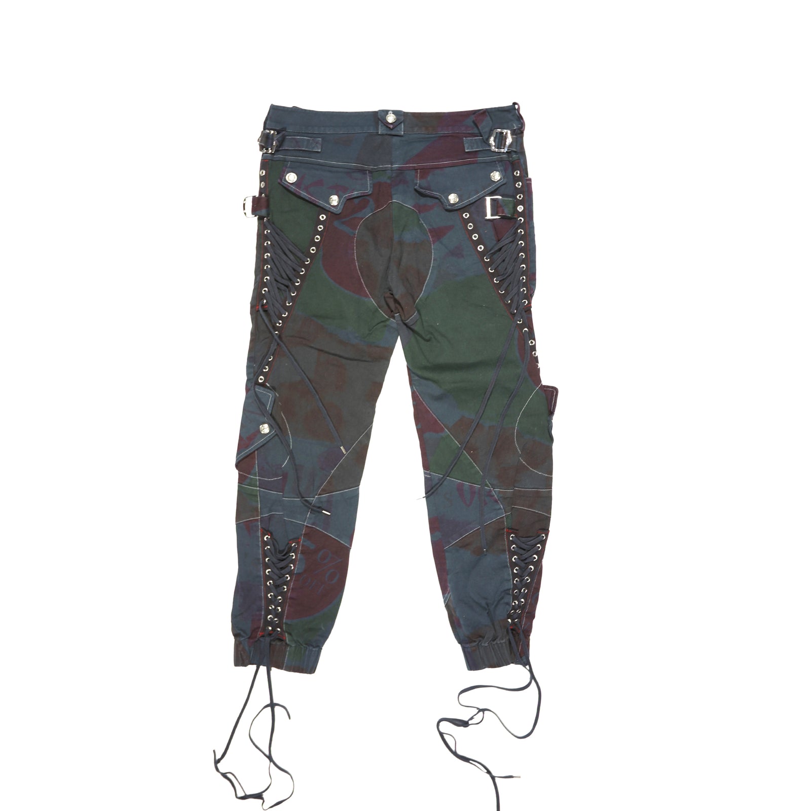 Christian Dior SS03 by John Galliano Fashion Victim Black Laced Cargo Pants