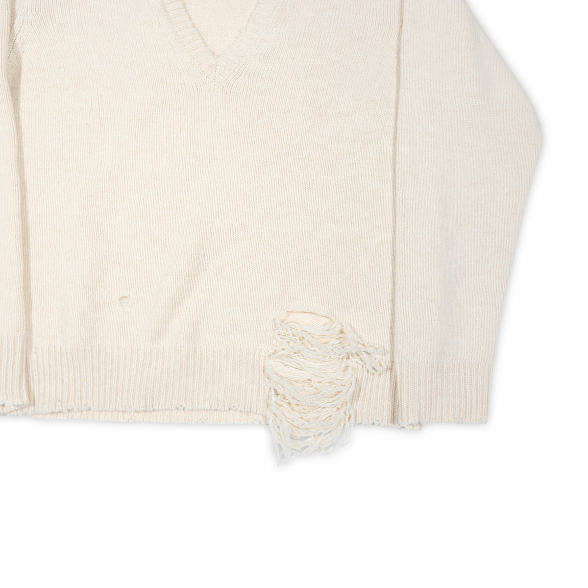 Maison Margiela FW19 Distressed V-Neck Knit Sweater