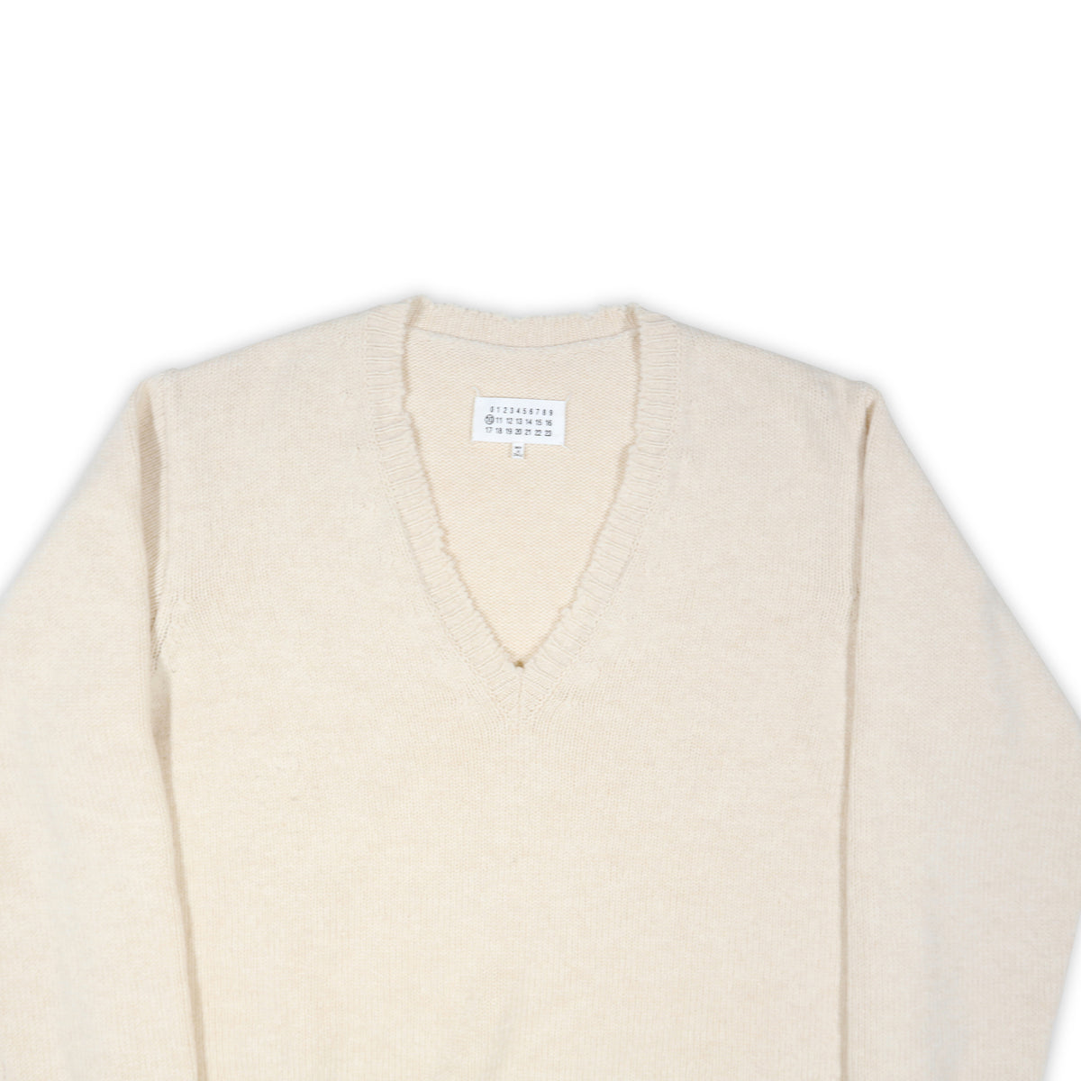 Maison Margiela FW19 Distressed V-Neck Knit Sweater