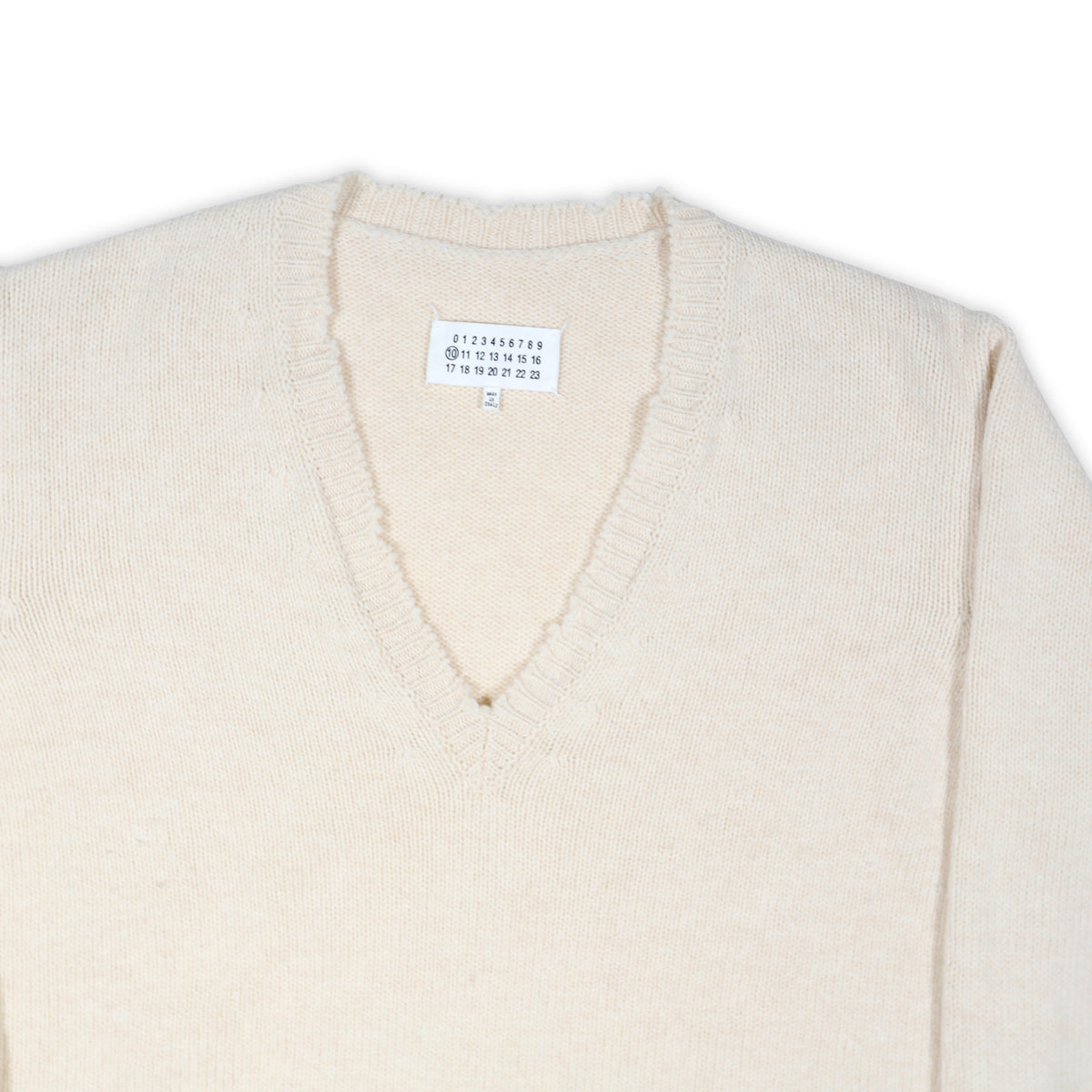 Maison Margiela FW19 Distressed V-Neck Knit Sweater