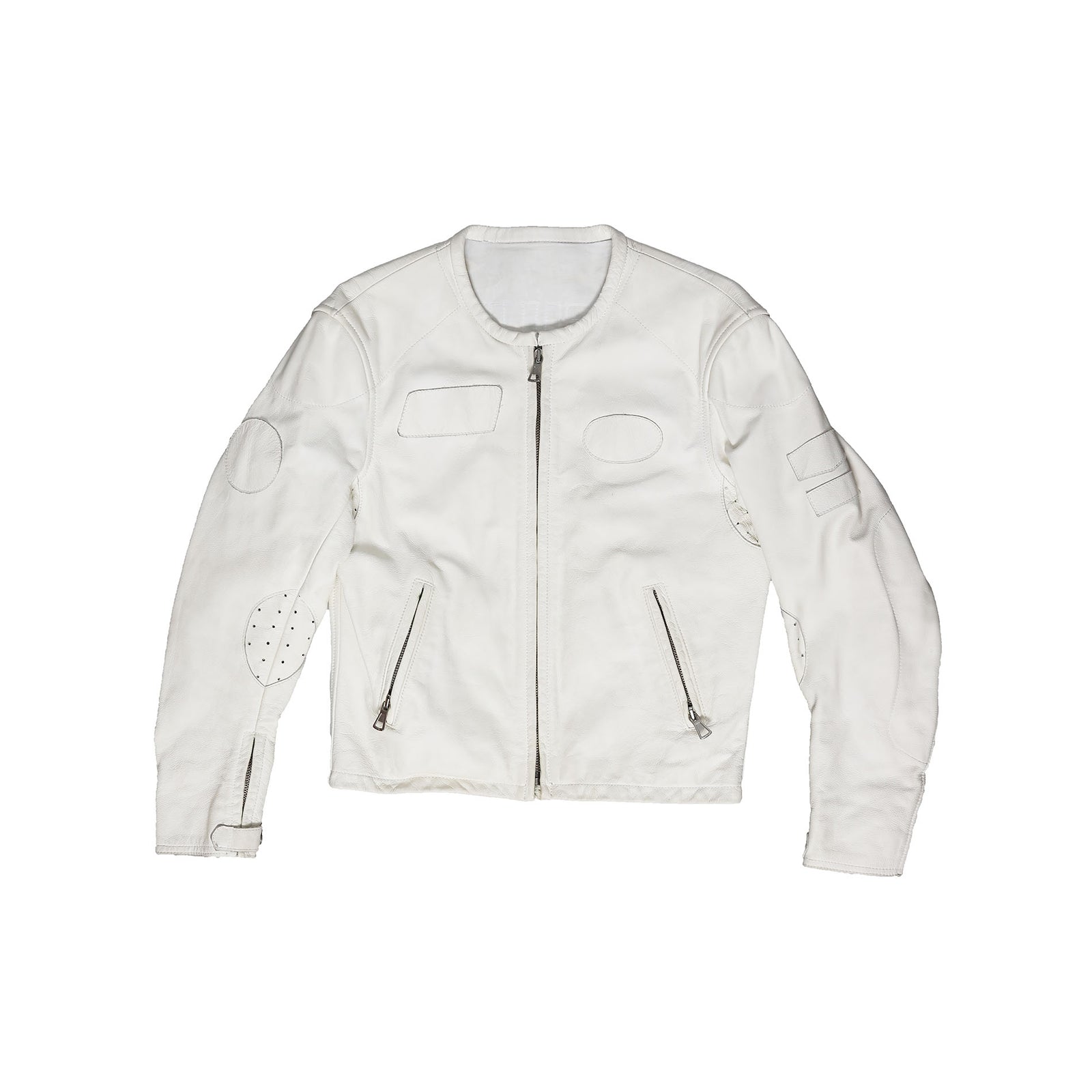 Maison Martin Margiela SS02 White Patched Leather Cafe Racer Jacket