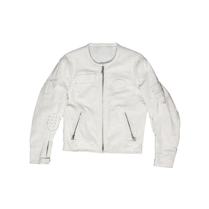Maison Martin Margiela SS02 White Patched Leather Cafe Racer Jacket