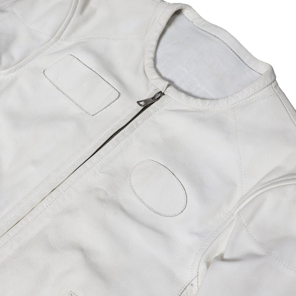 Maison Martin Margiela SS02 White Patched Leather Cafe Racer