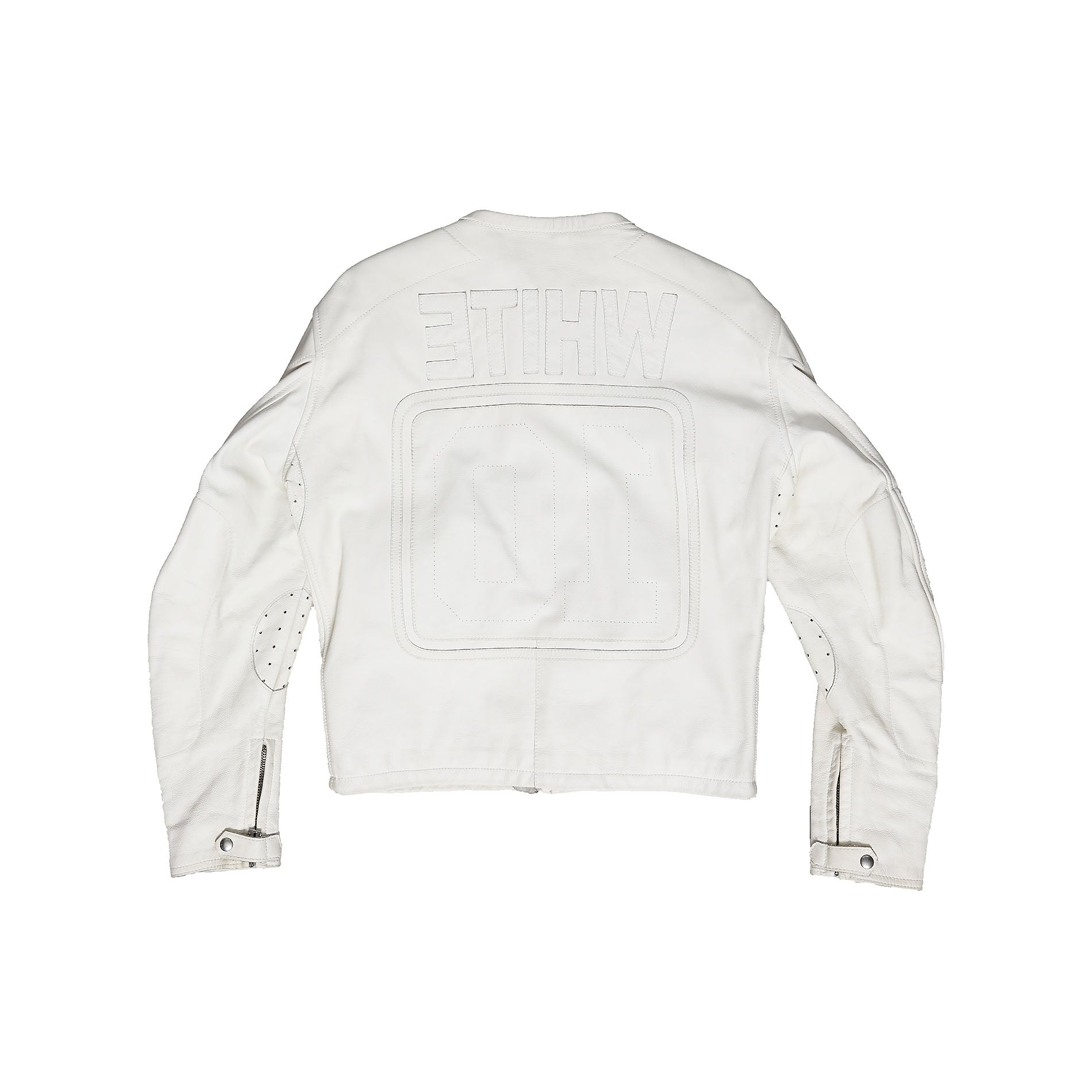 Margiela White Racer Leather Ākaibu Jacket Store Patched - SS02 Maison Martin Cafe