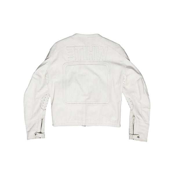 Maison Martin Margiela SS02 - Leather Ākaibu Cafe Racer Jacket Patched Store White