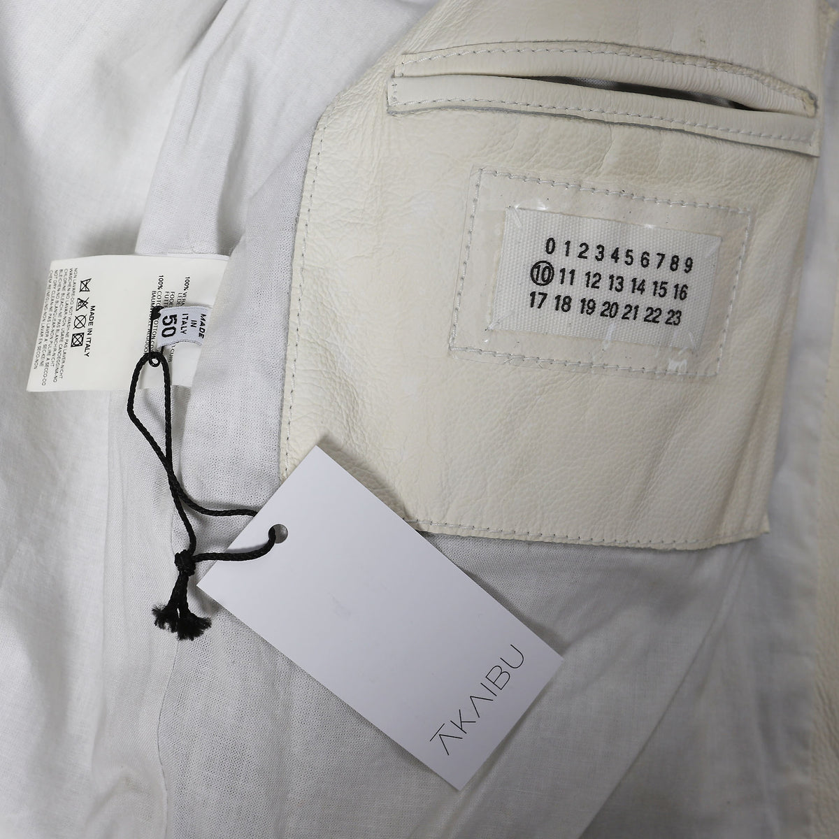 Maison Martin Margiela SS02 White Patched Leather Cafe Racer Jacket
