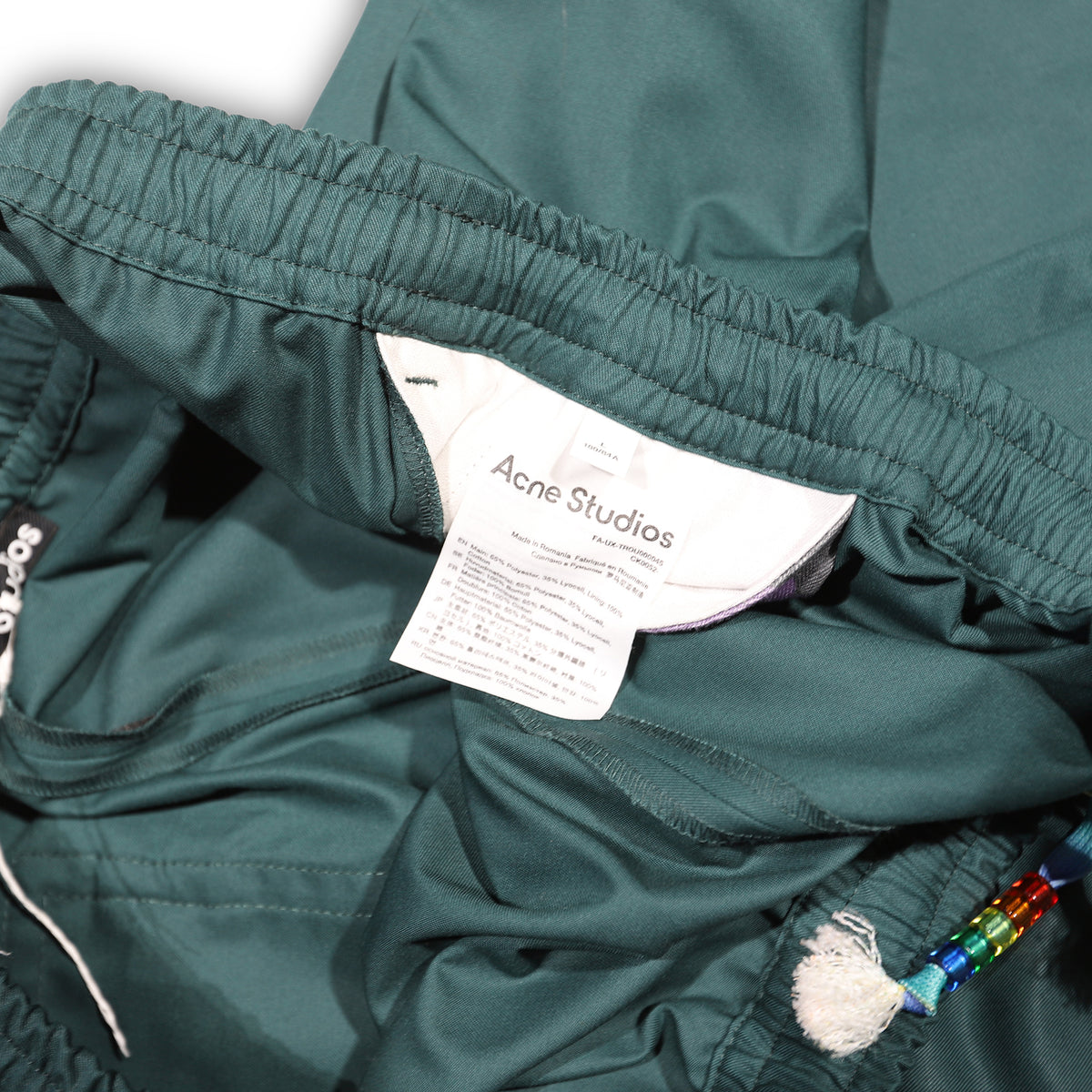Acne Studios Forest Green Beaded Drawstring Pants