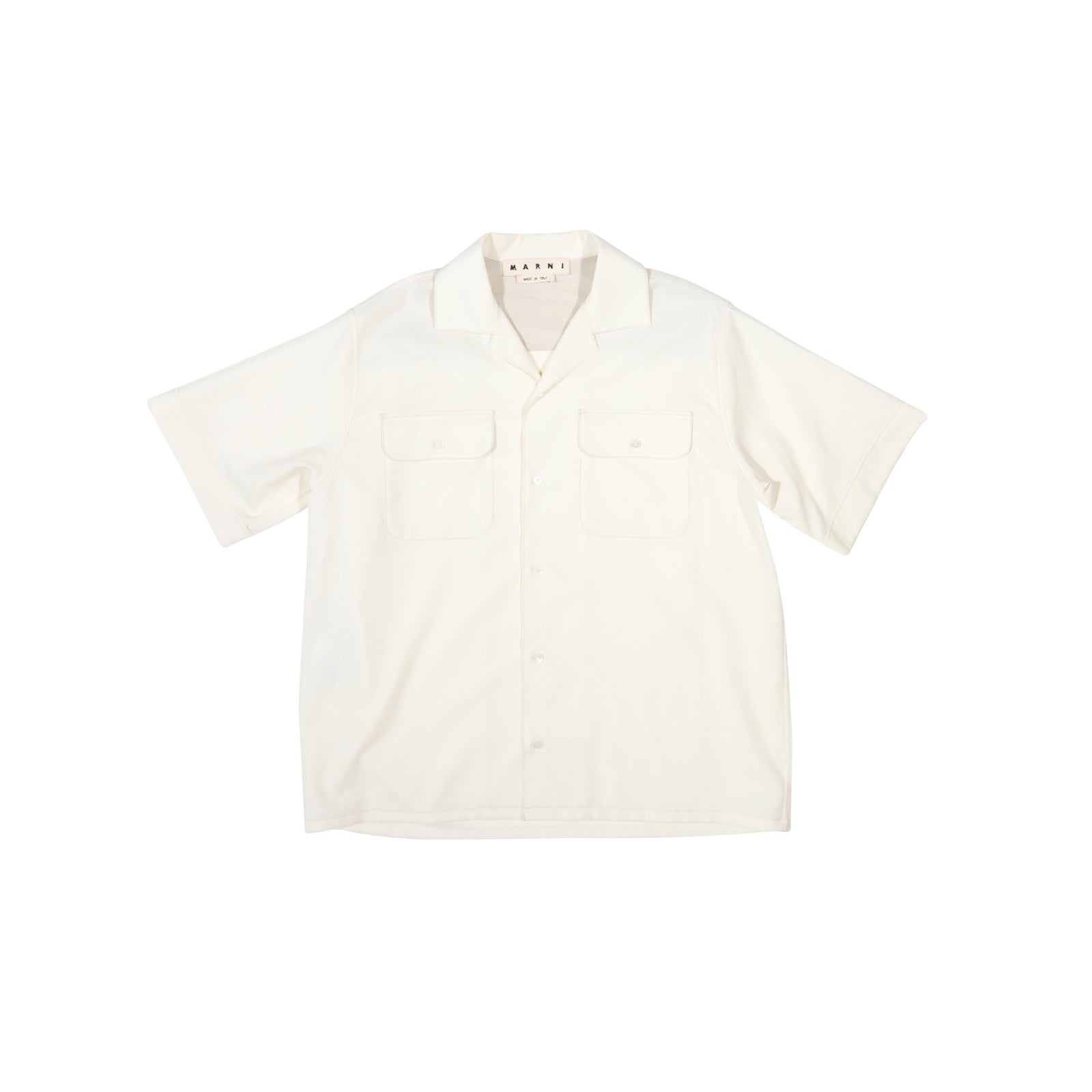 Marni Creme White Tropical Wool Shortsleeve Shirt