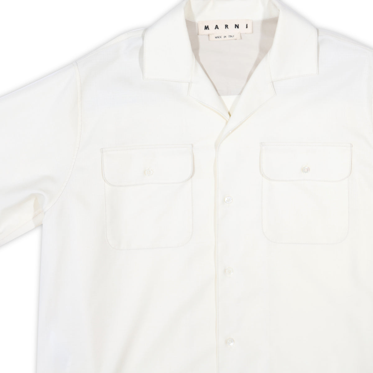 Marni Creme White Tropical Wool Shortsleeve Shirt