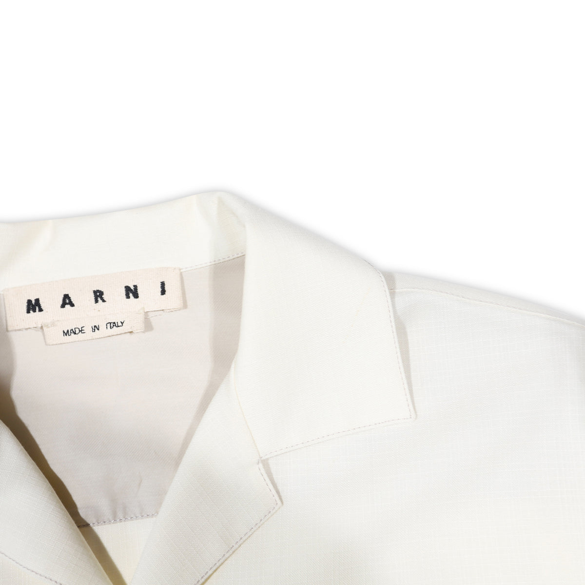 Marni Creme White Tropical Wool Shortsleeve Shirt