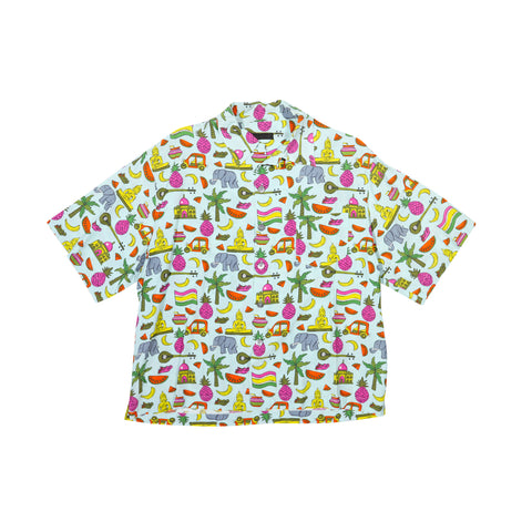 Prada Multicolor Tropical Print Viscose Shirt