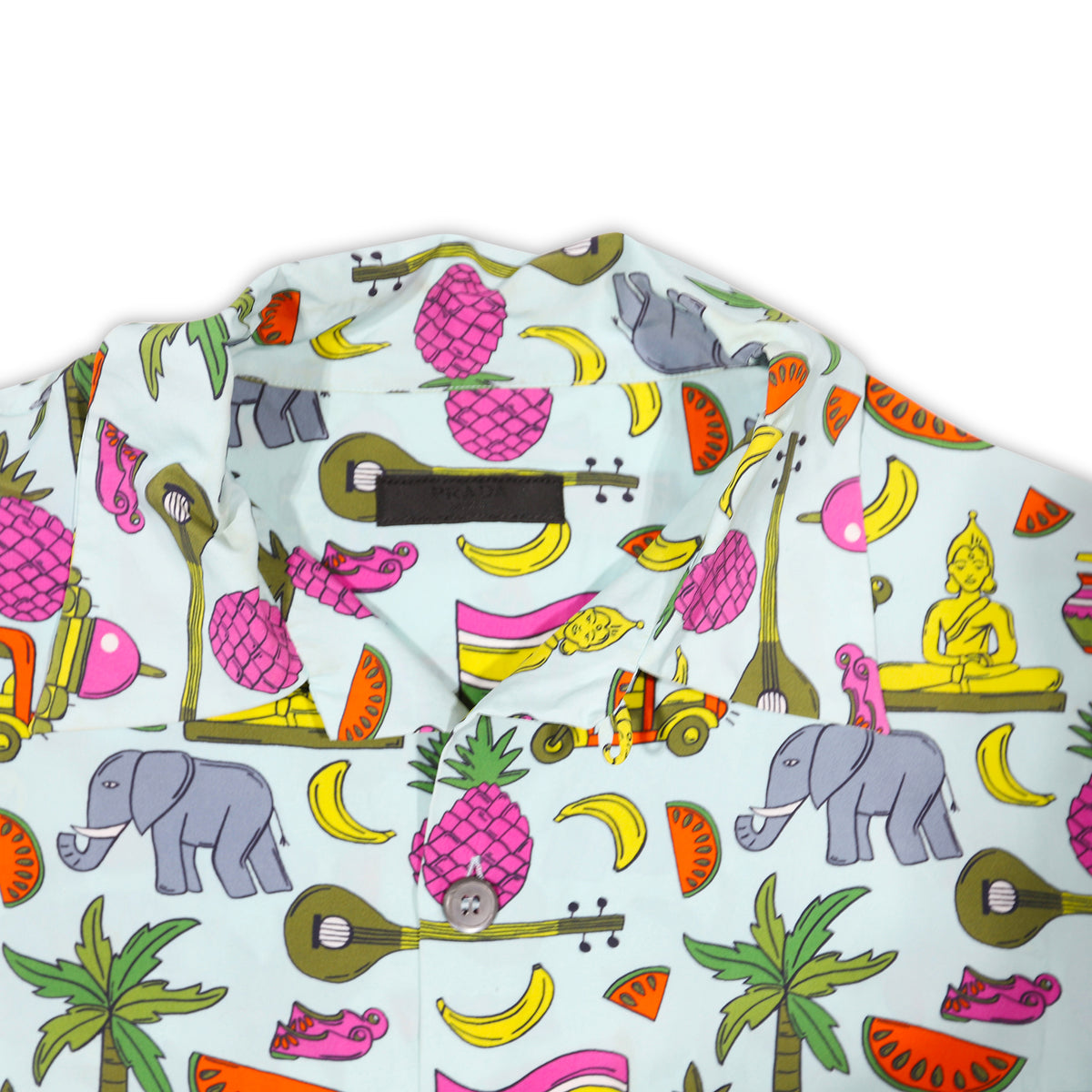 Prada Multicolor Tropical Print Viscose Shirt