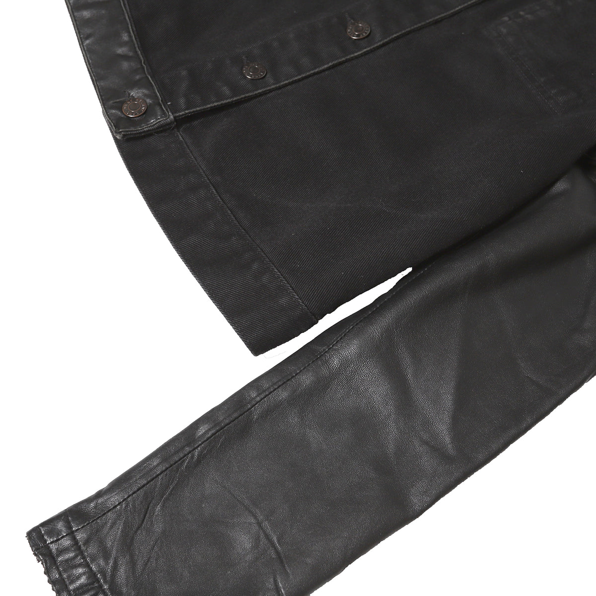 Helmut Lang SS03 Archival Leather Sleeve Denim Jacket
