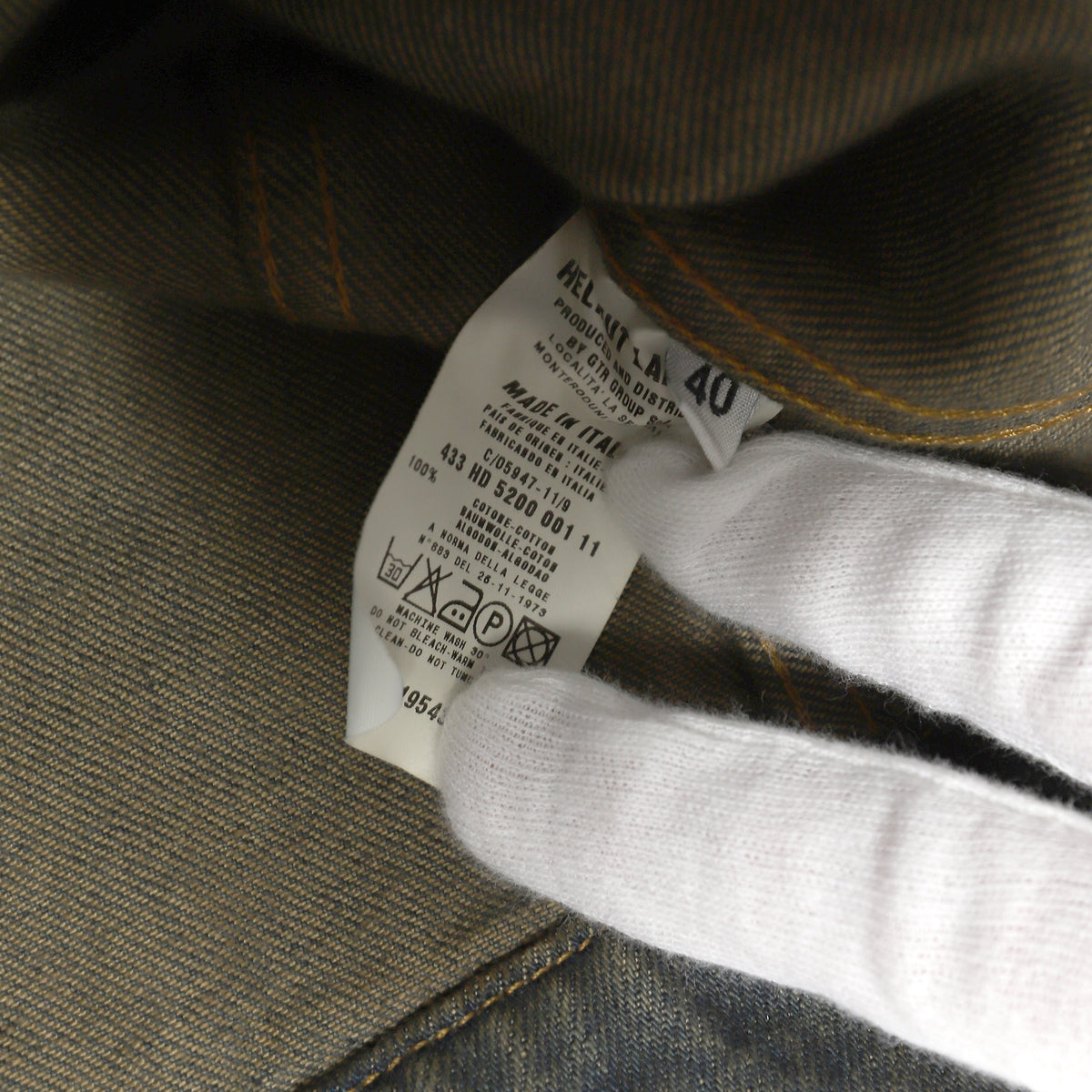 Helmut Lang Archival Stained Elongated Sleeve Denim Jacket