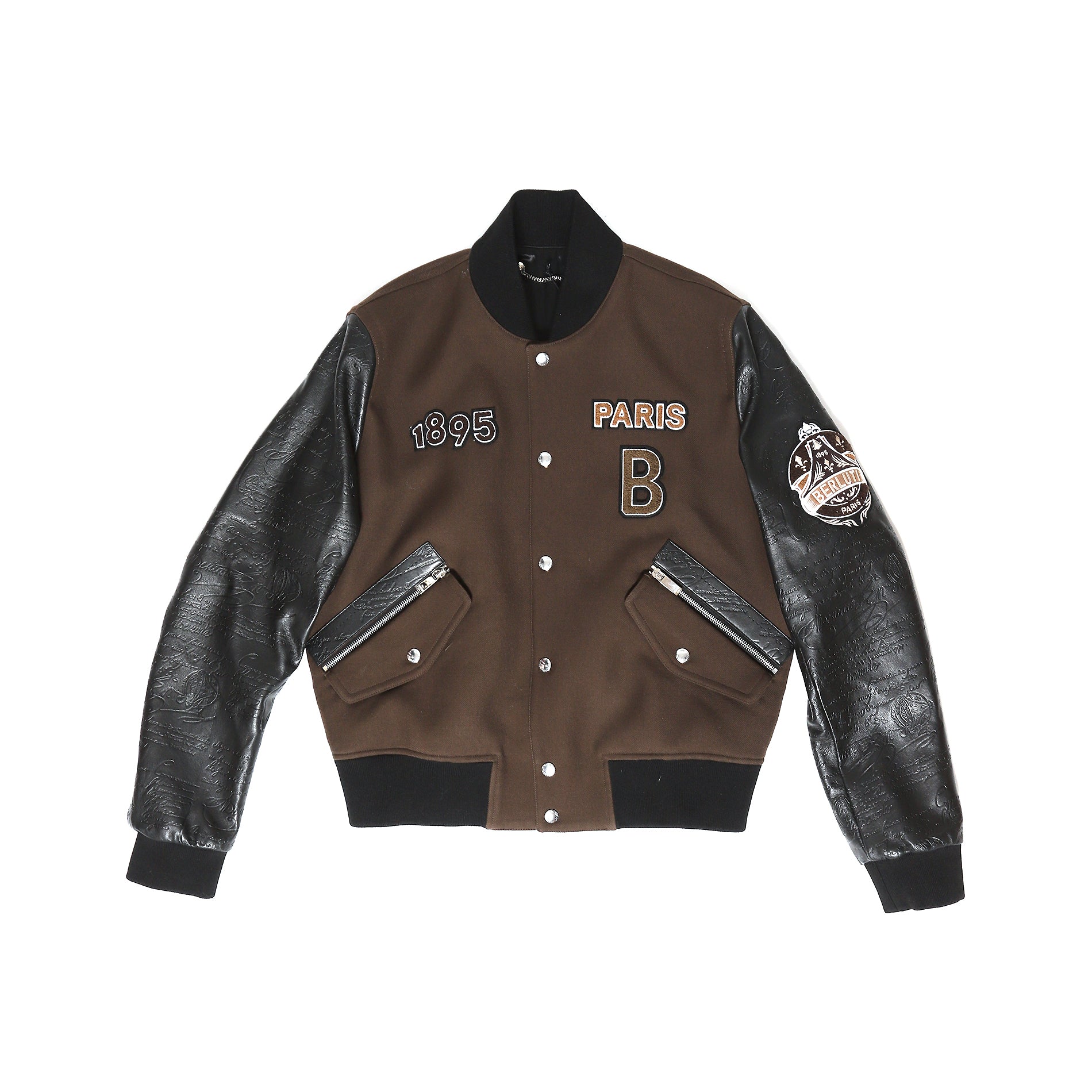 Berluti FW20 Patched Signature Varsity Bomber Jacket