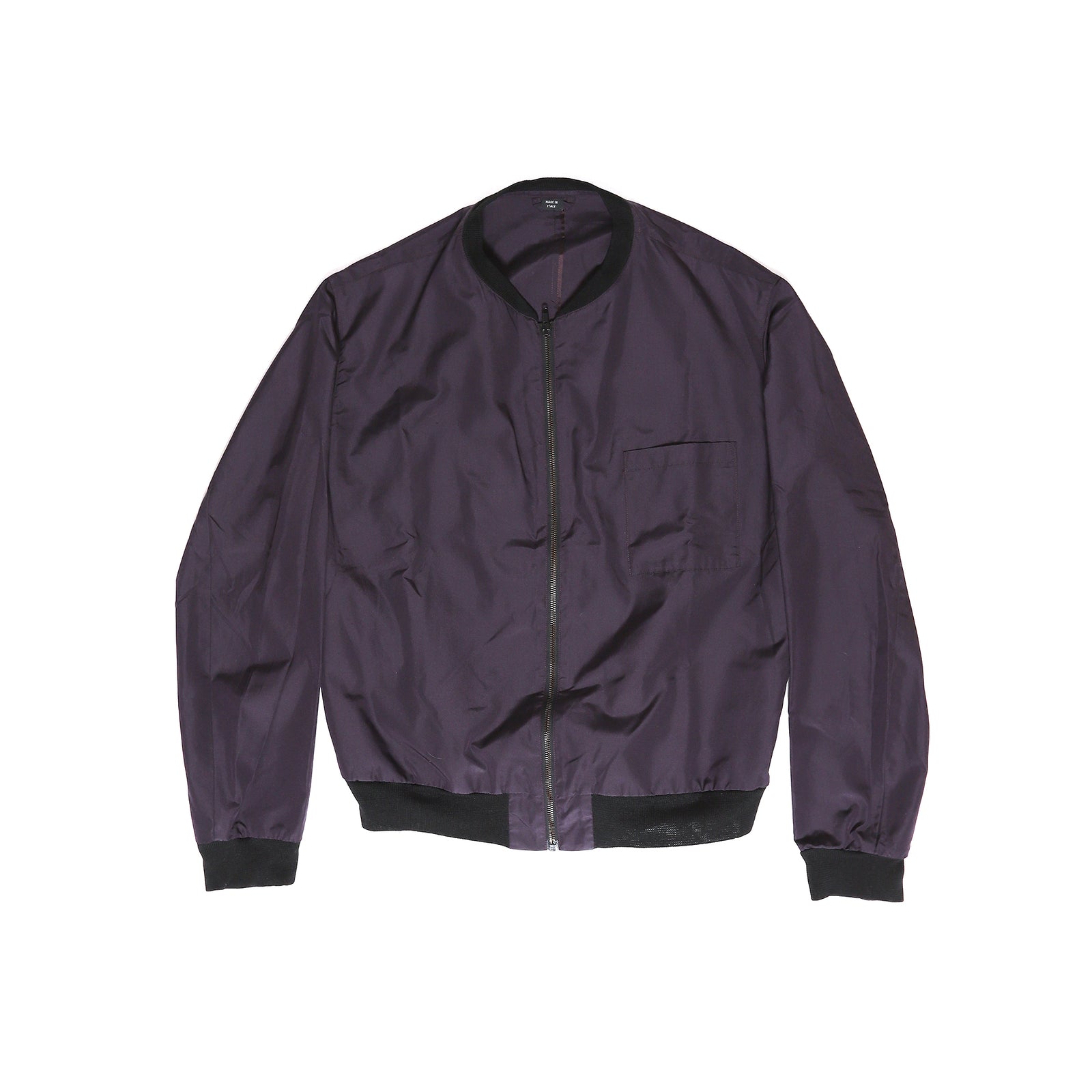 Helmut Lang 90s Plum Bondage Silk Bomber Jacket