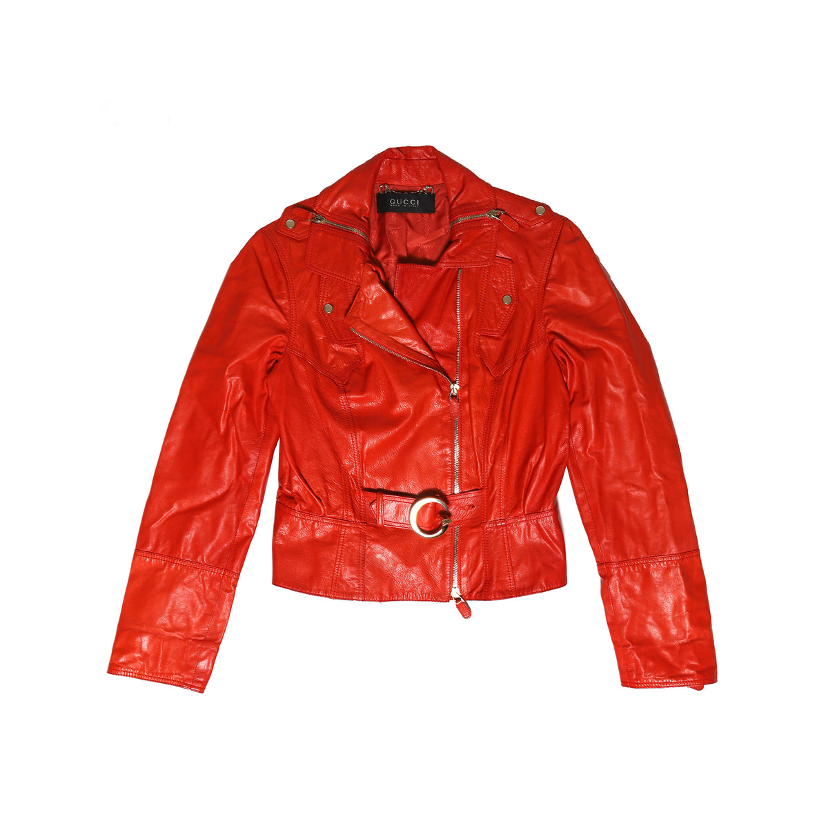 Gucci by Tom Ford Red Leather Biker Jacket