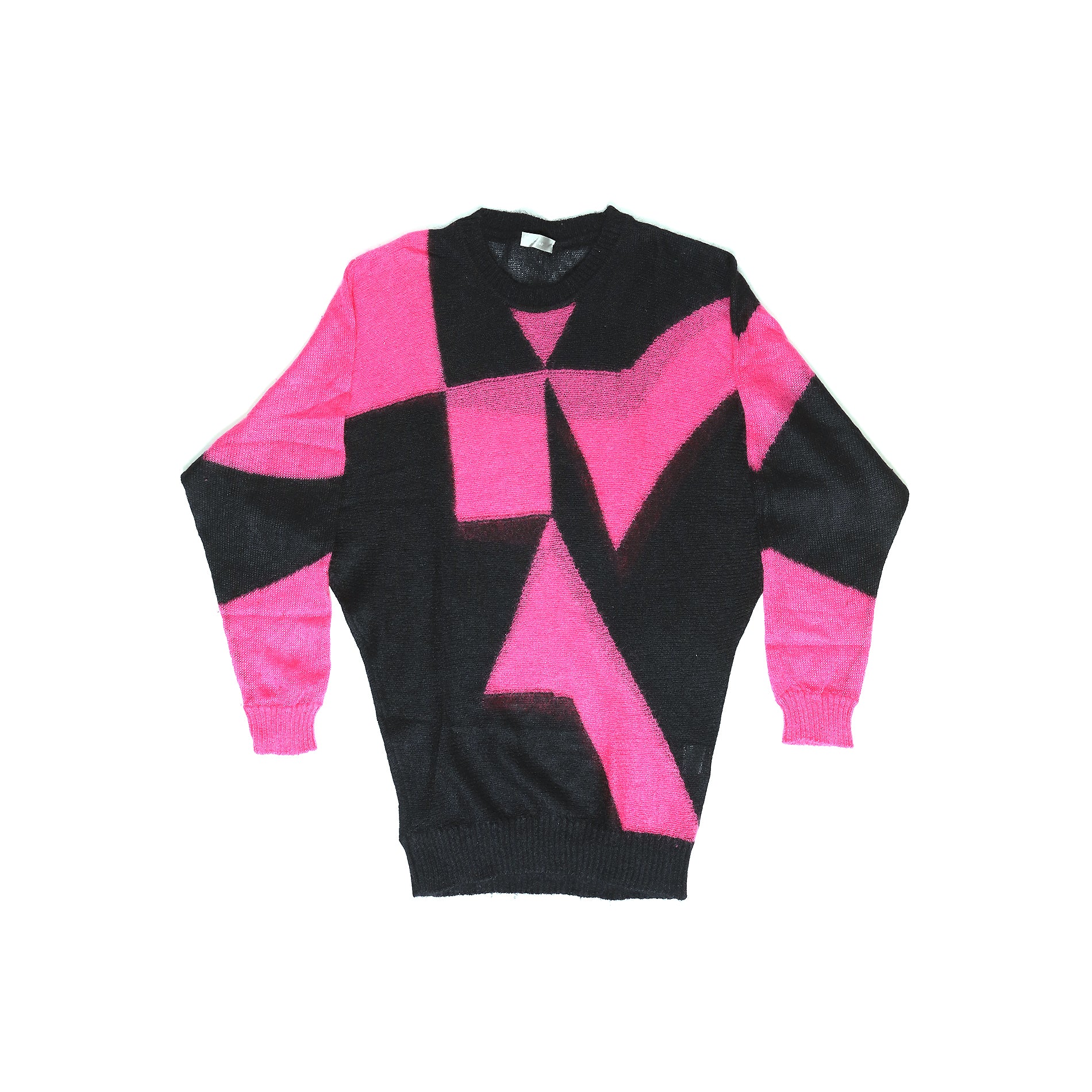 Dior Homme AW07 Navigate Black Pink Geometric Mohair Knit Sweater