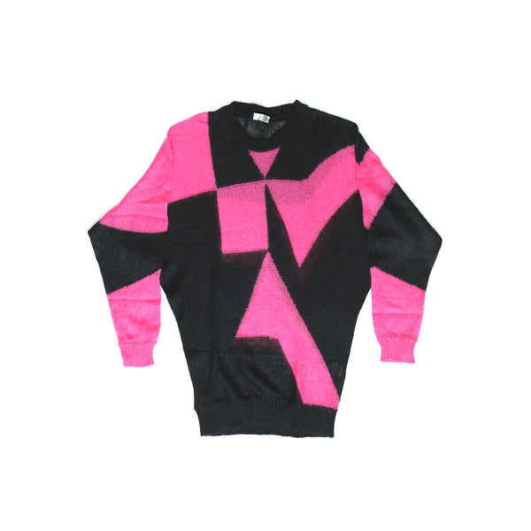 Dior Homme AW07 Navigate Black/Pink Geometric Mohair Knit